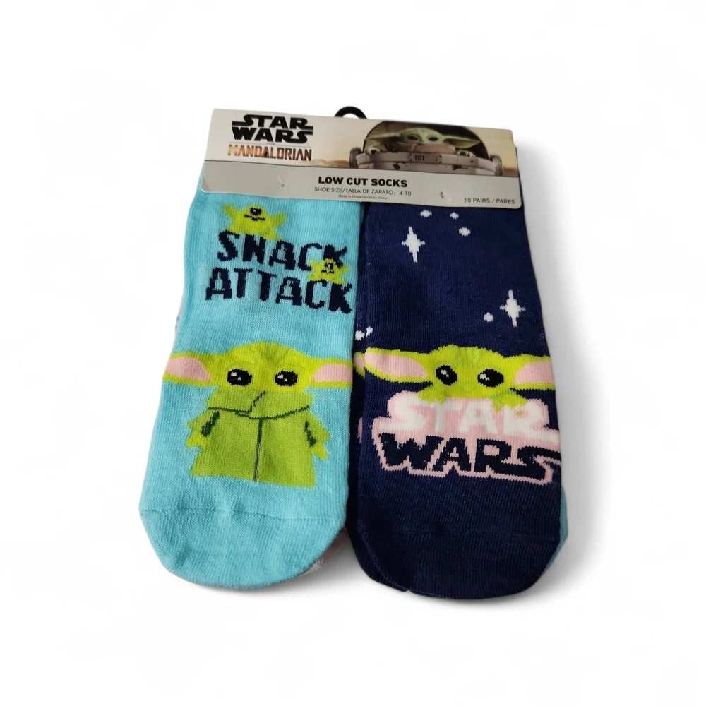 Star Wars Mandolorian Kids Low Cut Socks -10 Pair Teal and Navy